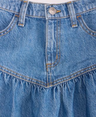 Little & Big Girls Indigo Cotton Denim Ruffle Skirt, Exclusively at Macy's