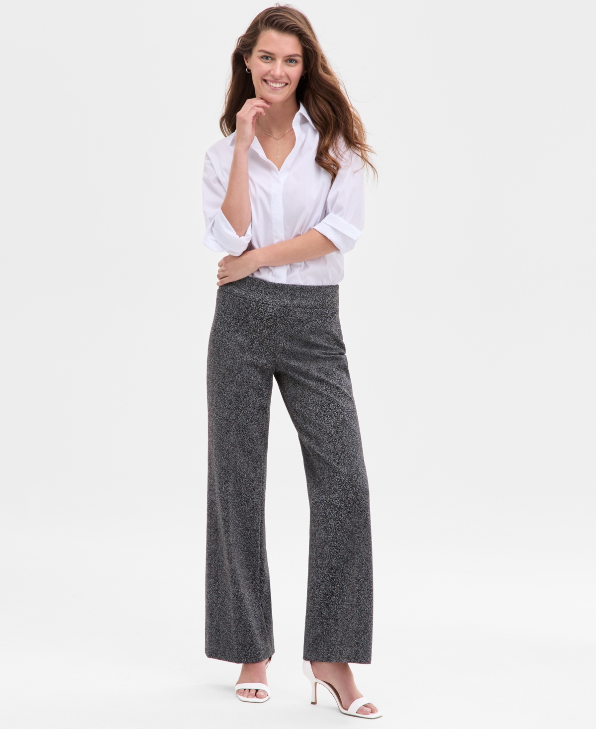 Anne Klein Women's Printed Mid-rise Wide-leg Pants In Multi