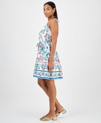 Women's Printed Sleeveless Fit & Flare Dress