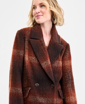 Women's Double-Breasted Plaid Coat