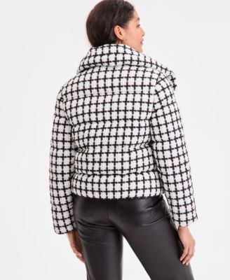 Women's Short Tweed Puffer Coat, Exclusively at Macy's