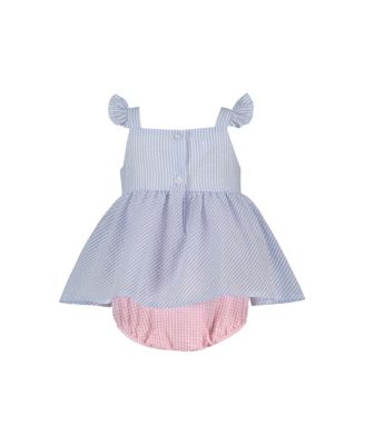 Blueberi Boulevard Baby Girls Multi Seersucker Watermelon Sunsuit and Hat Set