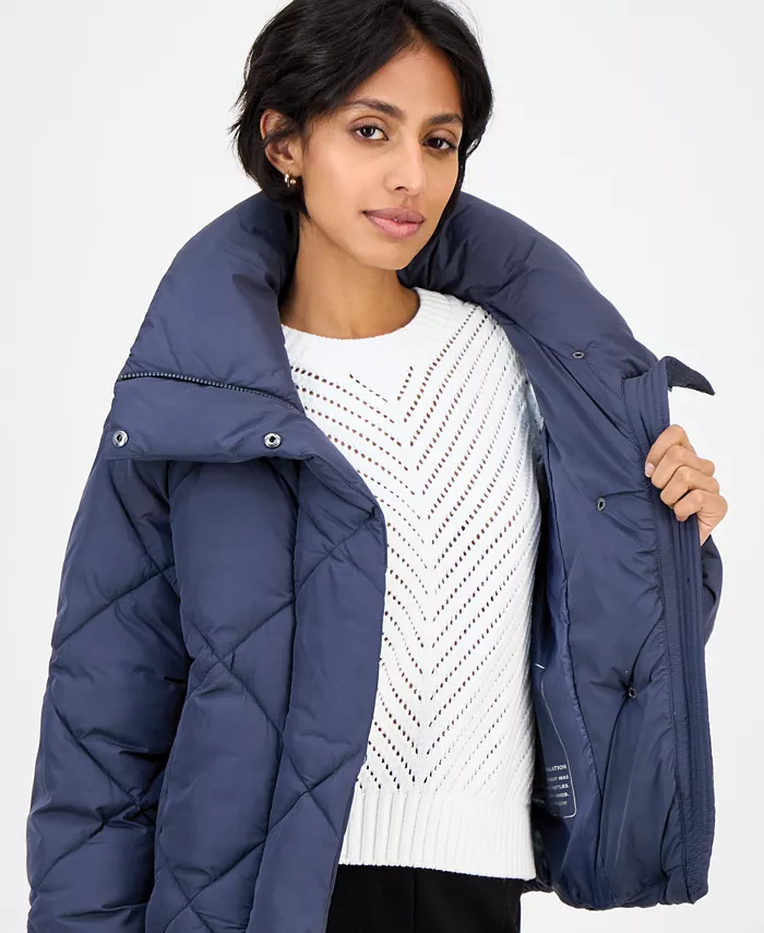Women's Short Diamond Puffer Coat - thumbnail 5