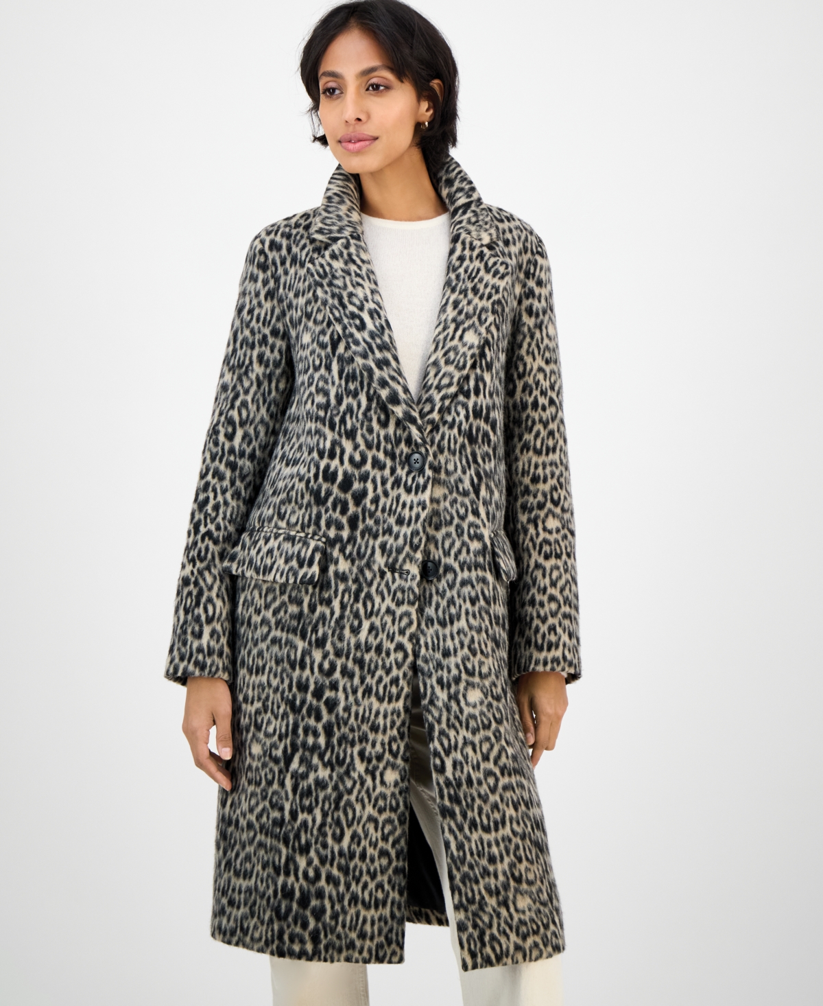 Bcbgmaxazria Plus Size Single-breasted Coat In Brown
