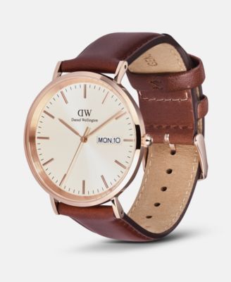 Men's Analog Brown Genuine Leather Watch, 40mm