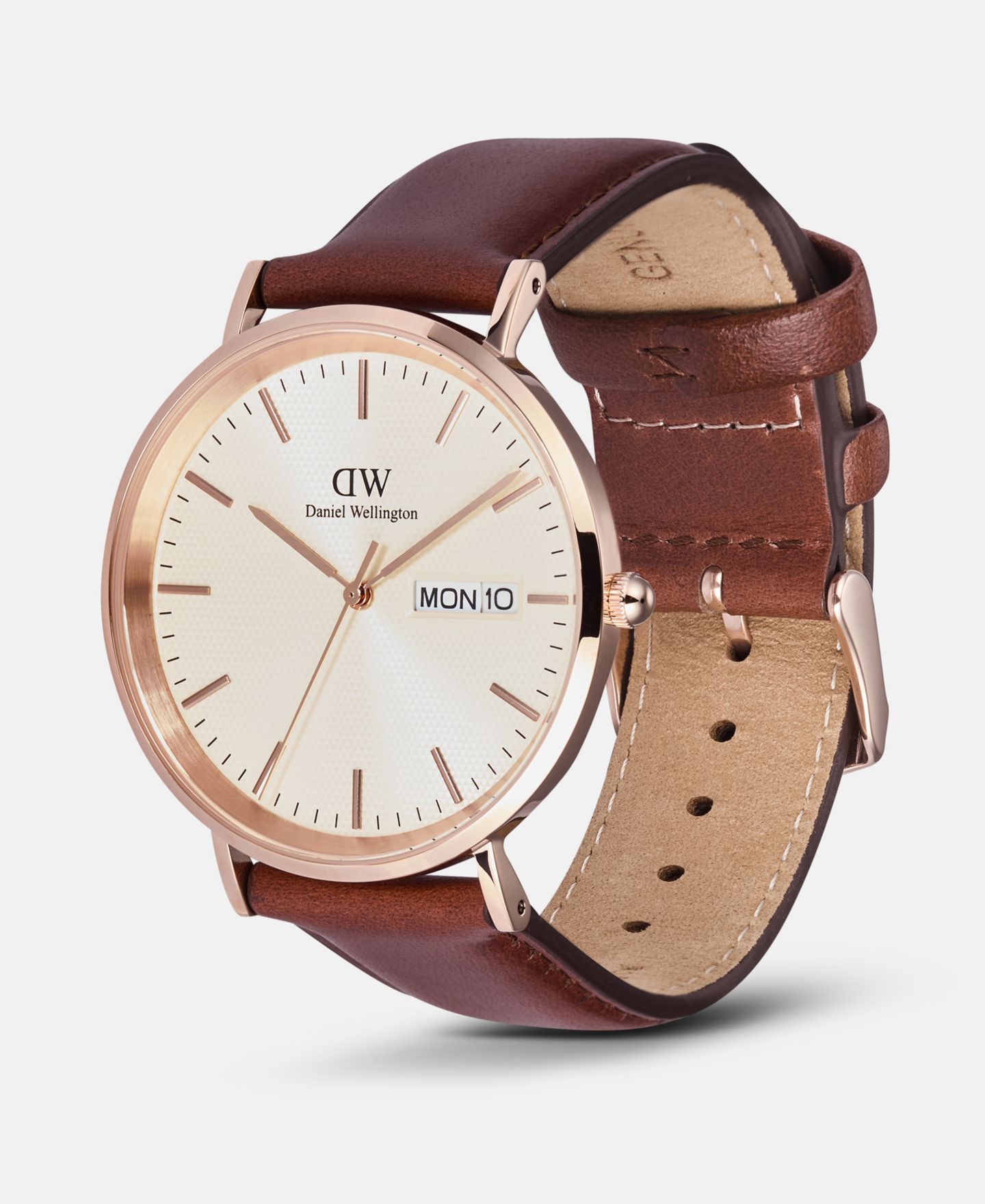 Мужские часы Daniel Wellington Analog Brown Genuine Leather Watch, 40mm — фото 2