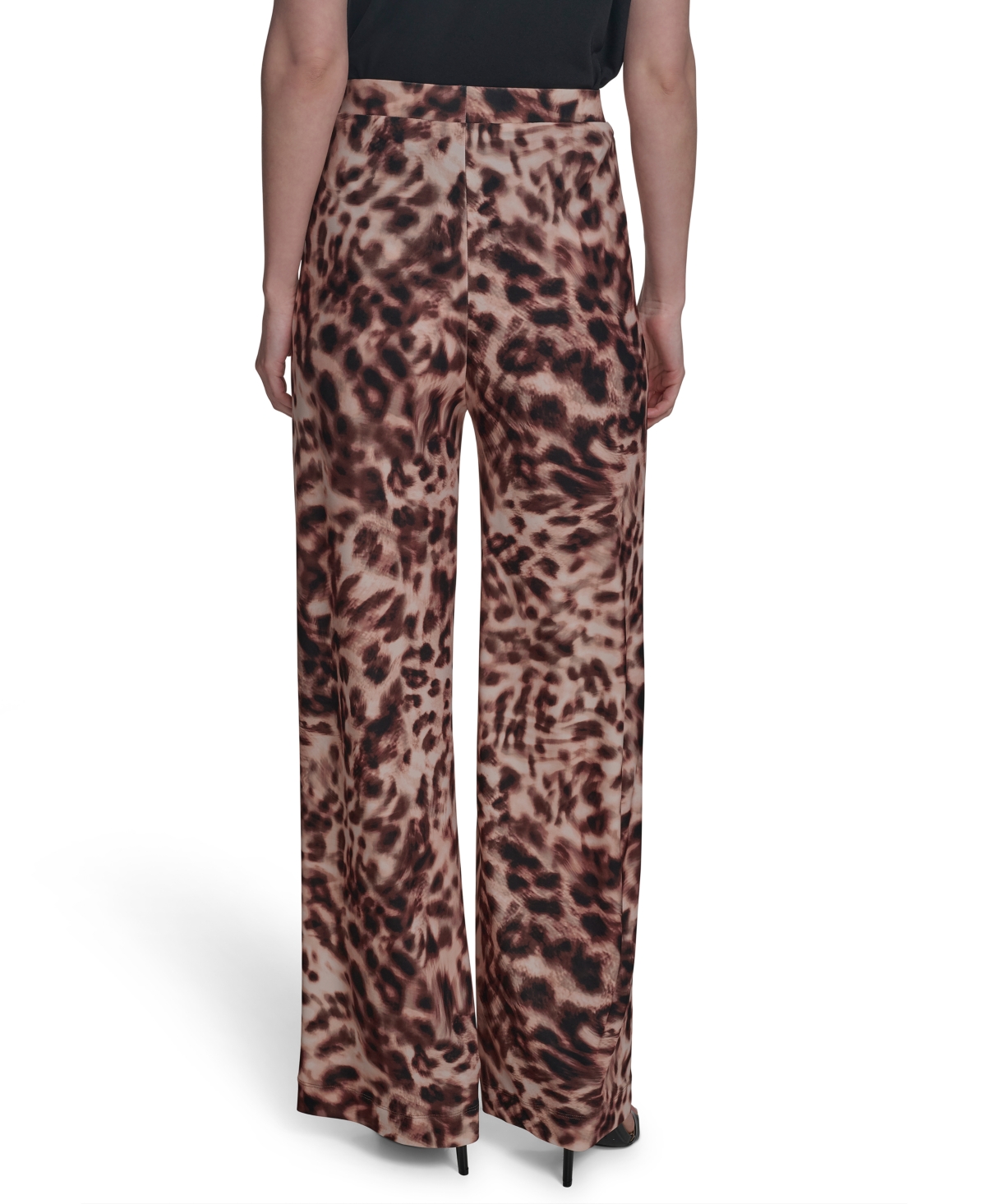 Halston Women's Printed Mid-rise Wide-leg Pull-on Pants In Brown