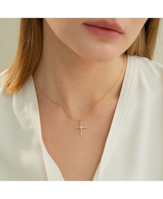Opal Cross Necklace, Minimalist Jewelry, Faith Gift