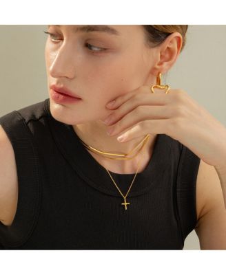 14k Gold Plated Pule Cross Necklace Holiday Gift Idea