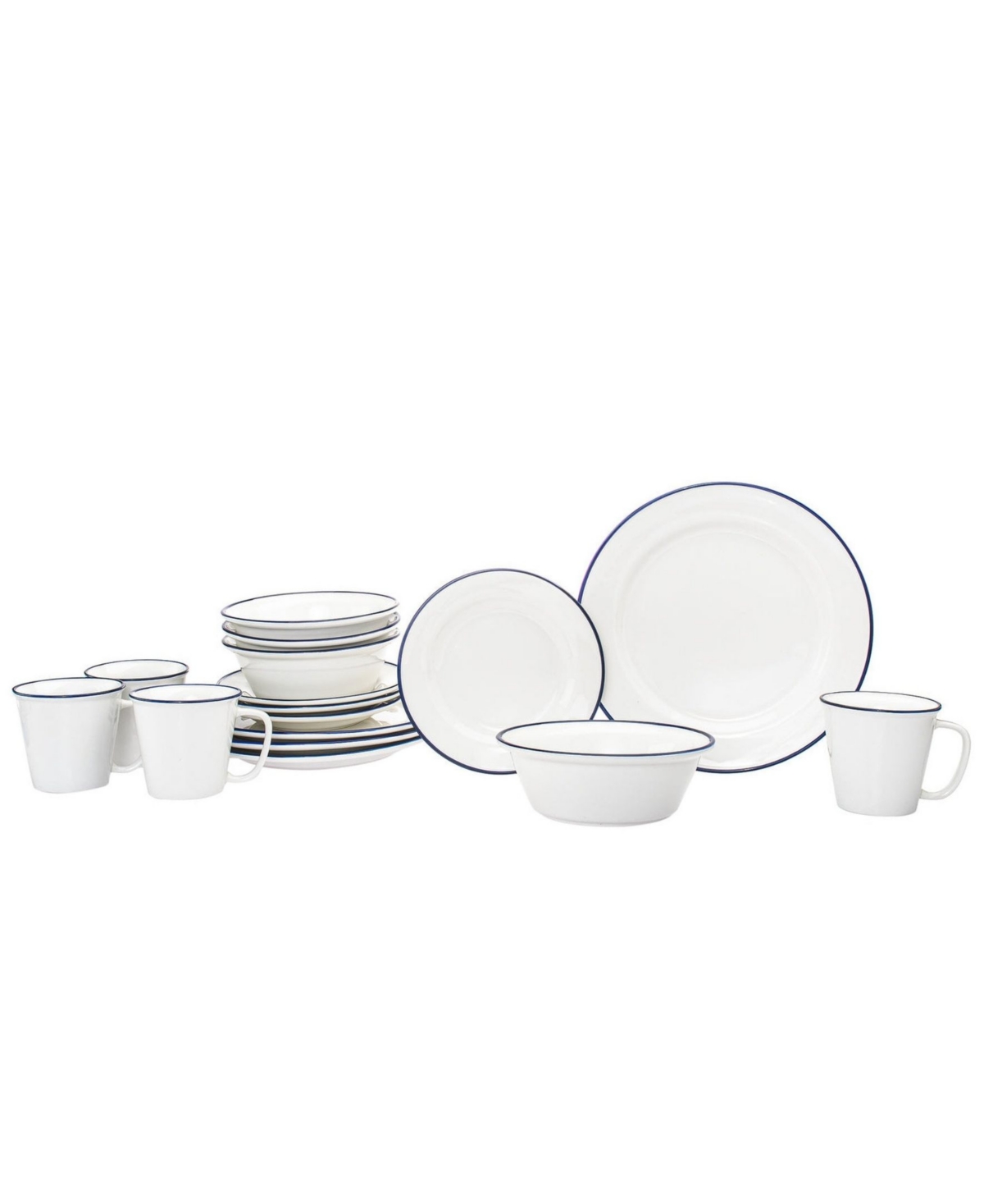 Bistro Blue Band 16-pc Porcelain Dinnerware Set - White