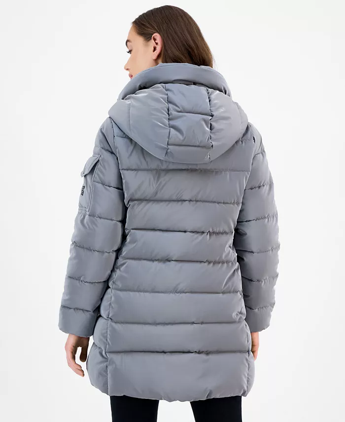Women's Hooded Puffer Coat - thumbnail 2