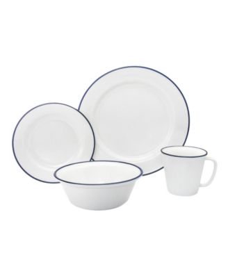 Bistro Blue Band 16 Pc. Dinnerware Set, Service for 4