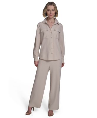 Women's Drawstring Pull-On Wide-Leg Pants