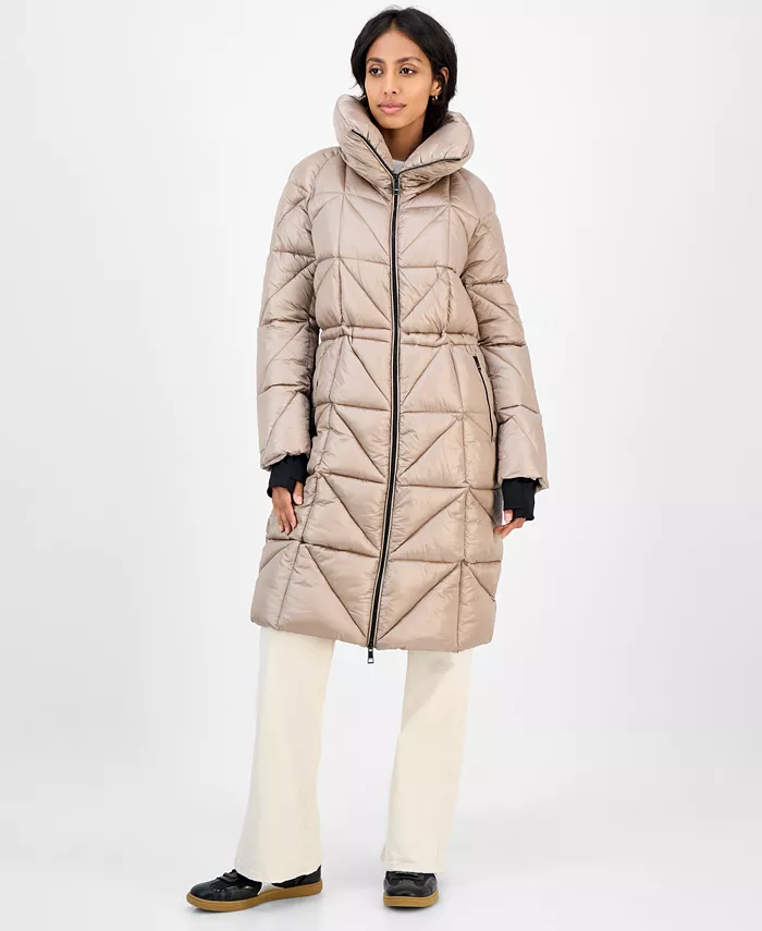 Women's Quilted Thumbhole-Cuff Puffer Coat