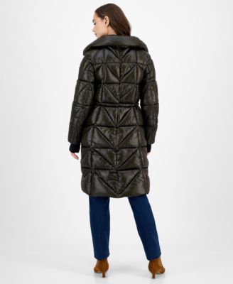 Women's Quilted Thumbhole-Cuff Puffer Coat
