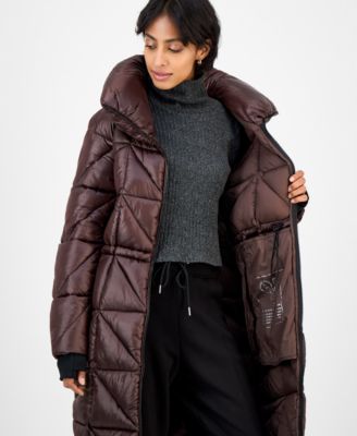 Women's Quilted Thumbhole-Cuff Puffer Coat