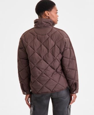 Women's Cropped Diamond Quilted A-Line Jacket, Exclusively at Macy's