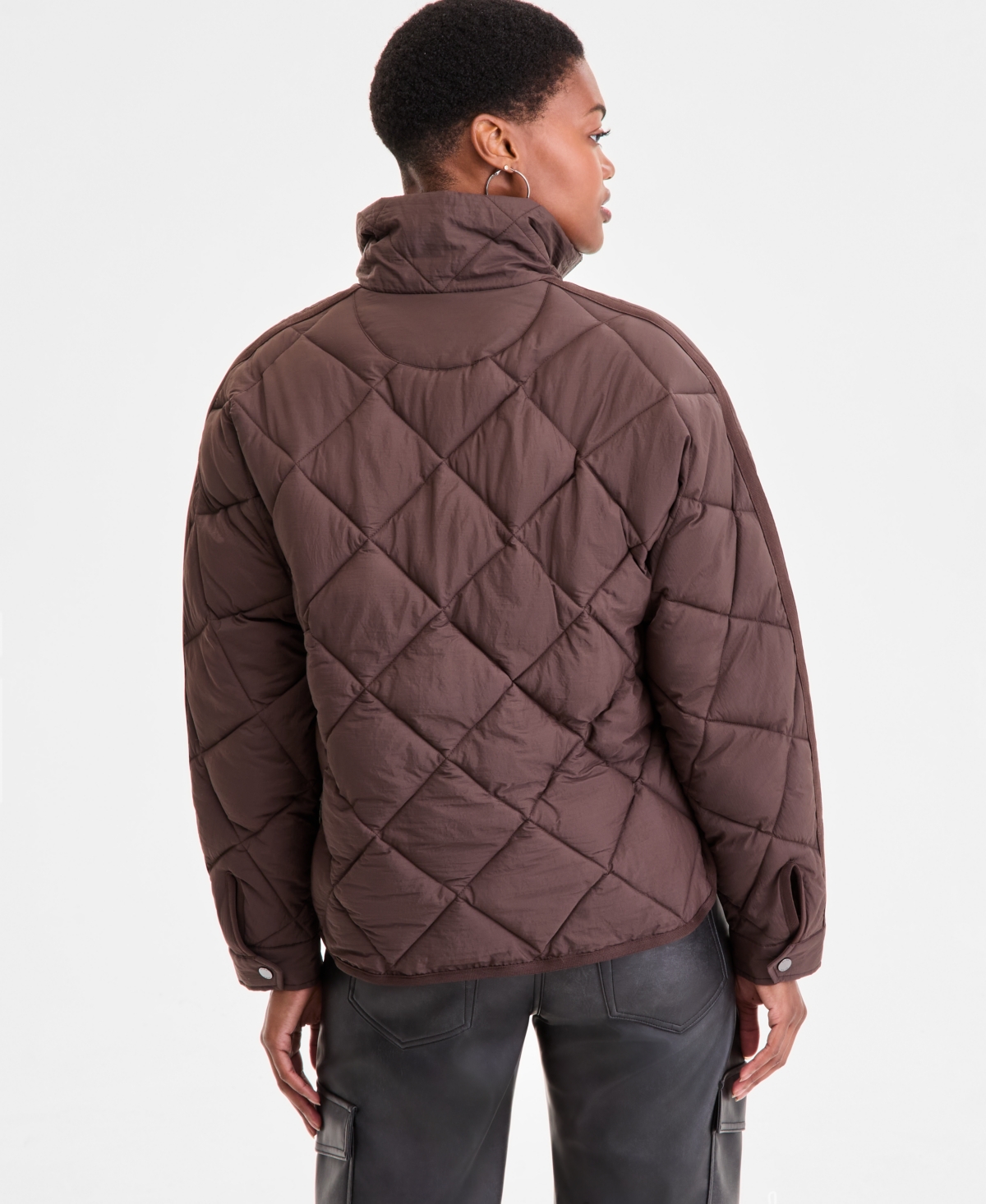 Bcbgmaxazria Women's Cropped Diamond Quilted A-line Jacket, Exclusively At Macy's In Brown