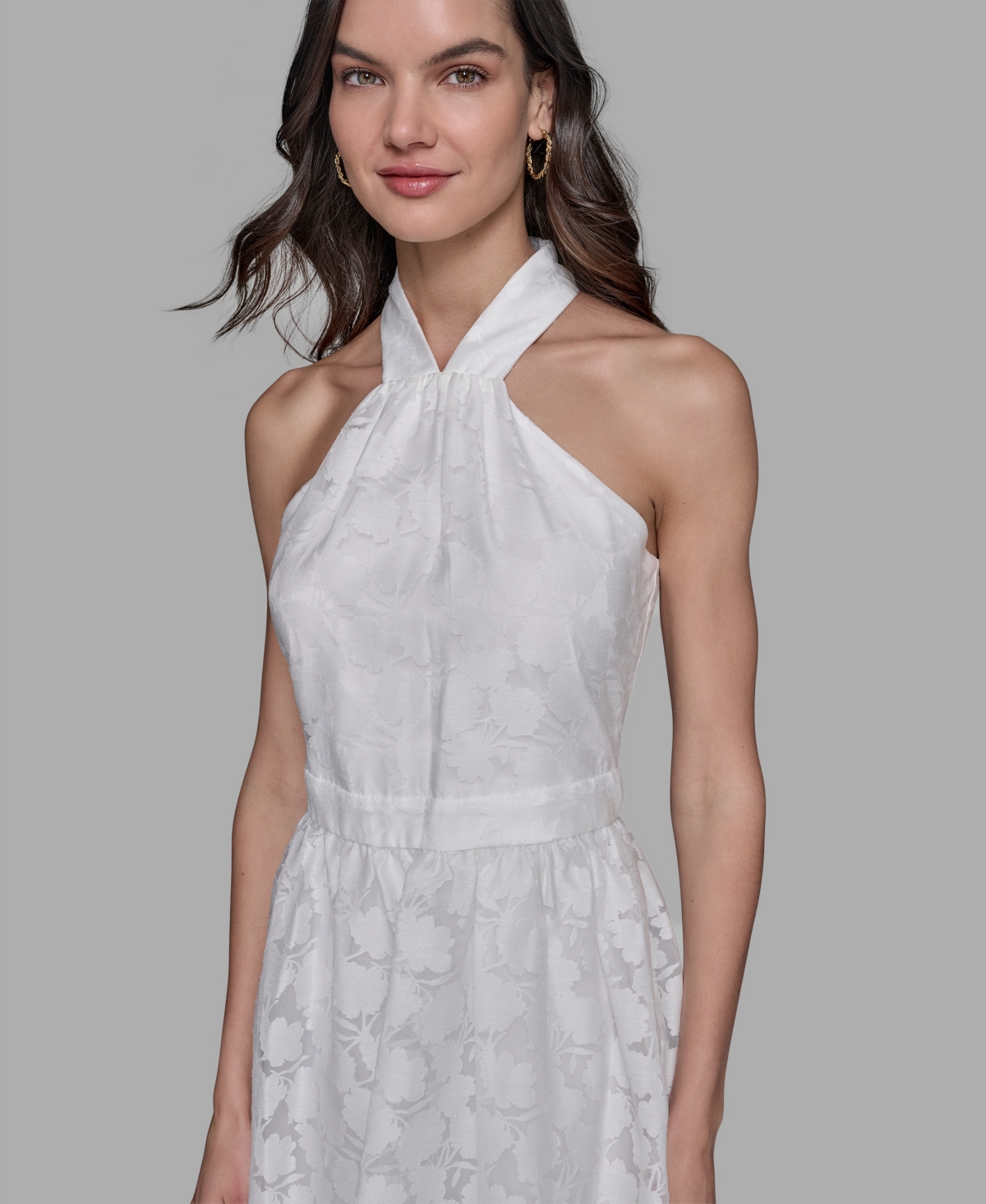 KARL LAGERFELD WOMEN'S ORGANZA BURNOUT MIDI DRESS 