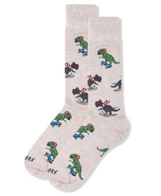 Men's Skiing and Skating Dinosaurs Novelty Crew Socks