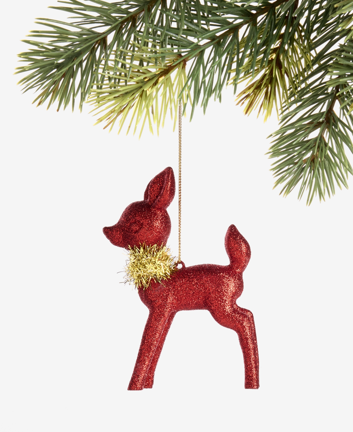 Holiday Lane Christmas Glitters Red Deer With Scarf Ornament, Macy's Exclusive In Red