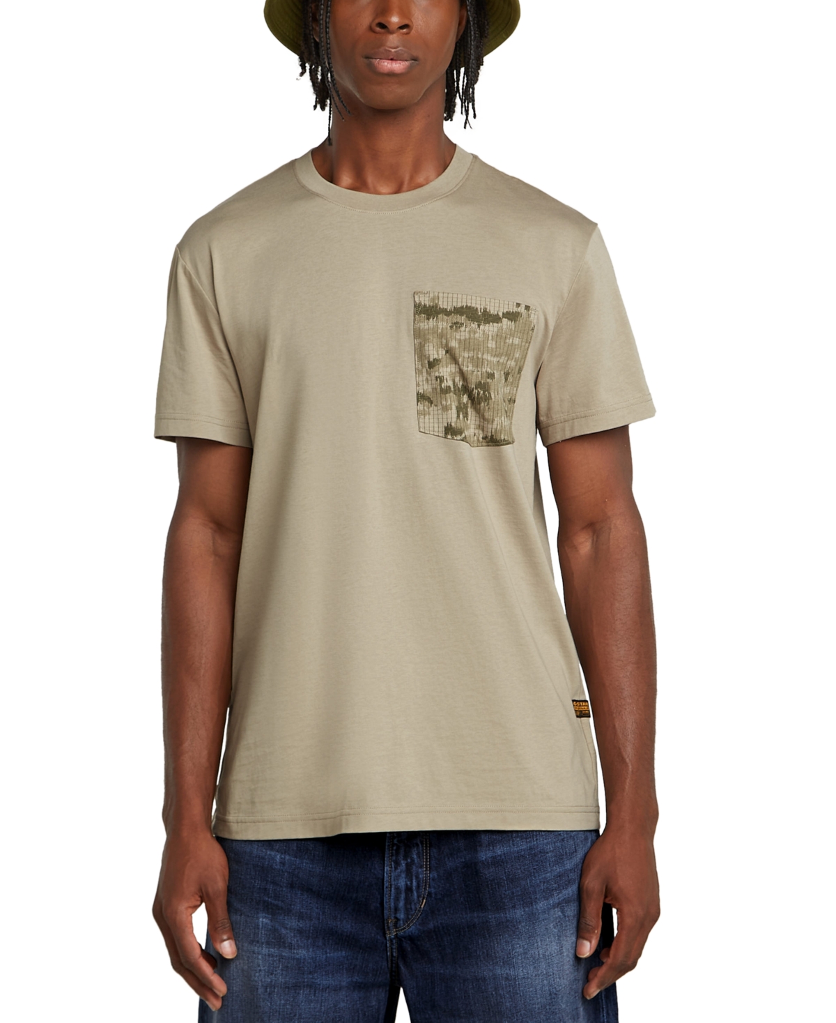 Men's Straight Fit Shadow Woven Camo Pocket T-Shirt - Light Toggee