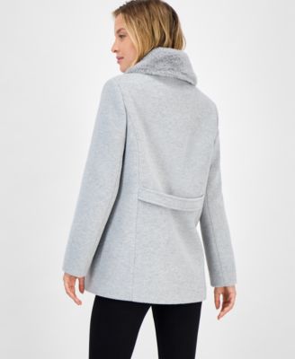 Women's Double-Breasted Faux Fur Collar Coat