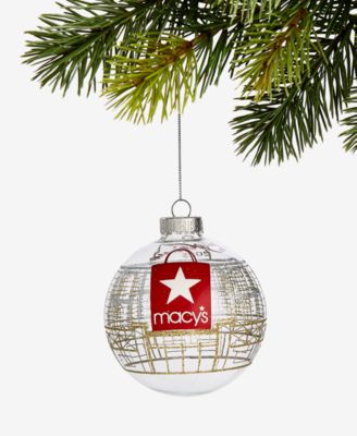 Holiday Lane - Macy's Glass Glittered Ball Ornament