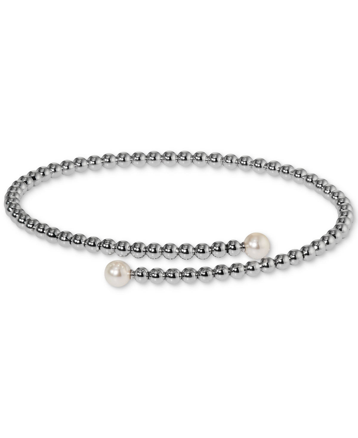 Silver-Tone Imitation Pearl & Cubic Zirconia Maisie Bypass Bracelet, Exclusively at Macy's - Silver