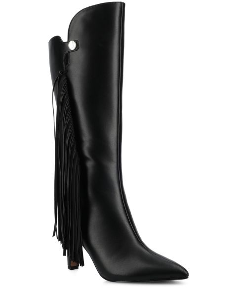 Женские ботинки Journee Collection Dolly Fringe Knee High Dress Boots, цвет: Чёрный