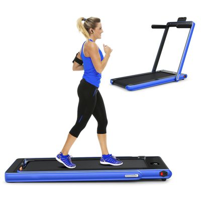 2-in-1 Electric Motorized Folding Treadmill with Dual Display, Speaker & Compact Design for Home Workouts