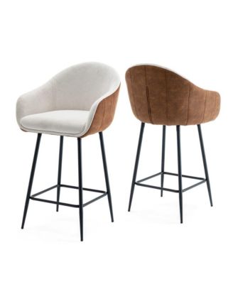 Set of 2 Modern Counter Height Stools, 26.5'' Two-Tone Design Chairs for Kitchen Island & Home Bar -The Pop Home