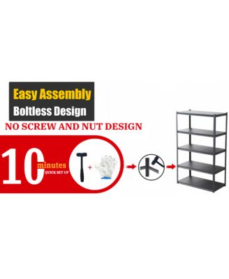 Easy to Assemble,Adjustable 5 Tier Heavy Duty Metal Storage Shelves