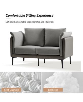 Vecent Modern Faux Leather-trimmed Fabric Sofa