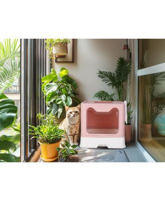 Cat Litter Boxes Pet Toilet with Scoop Drawer Top Opening