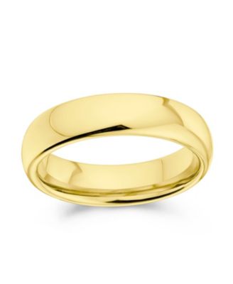 Plain Simple Dome Design Comfort Fit Titanium Band Ring Polished Black Silver Rose Gold Tone 5MM