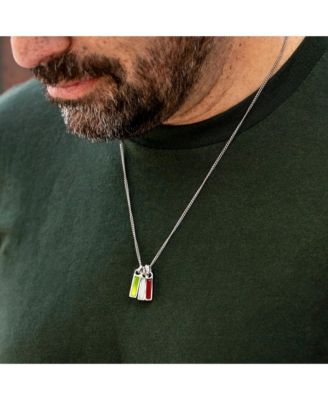 Men's Birthstone Tag Necklace - Silver Pendant