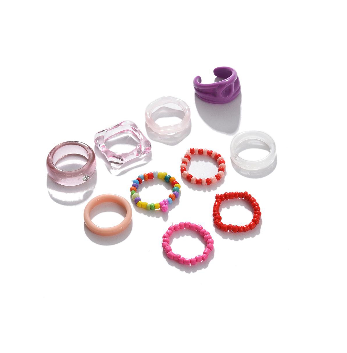 Women's Beaded Multi-Layer Ring - Red