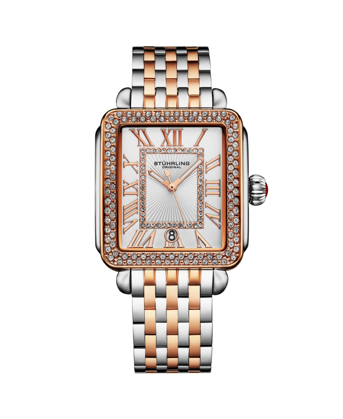 VivreLuxe 34mm Rectangle Ladies Quartz Fashion Watch - Two tone rose