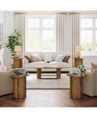 Round End Table for Living Room, Industrial Circle Side Table, Narrow Nightstand for Small Spaces, Living Room, Bedroom