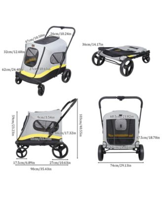 4 Wheel Medium-Large Dog Stroller With 3 Zipper Doors