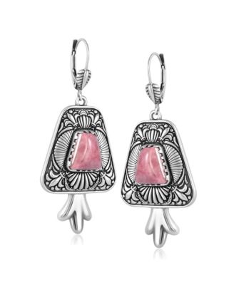 Sterling Silver Rhodonite Trapezoid Earrings