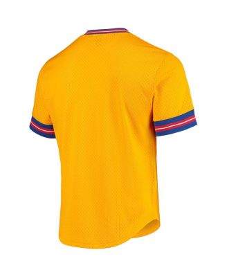 Men's Gold San Francisco Warriors Hardwood Classics 75th Anniversary Mesh V-Neck T-Shirt