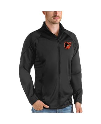 Antigua - Men's Black Baltimore Orioles Links Full-Zip Golf Jacket
