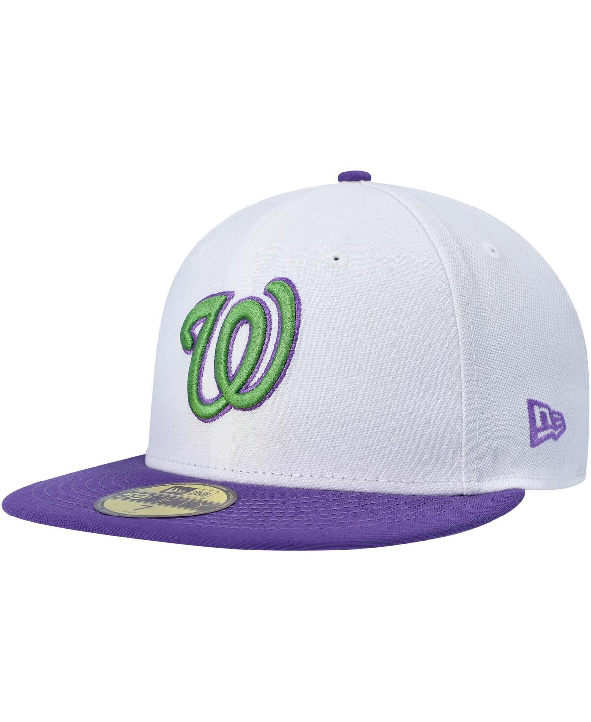 New Era Men's White Washington Nationals Side Patch 59FIFTY Fitted Hat
