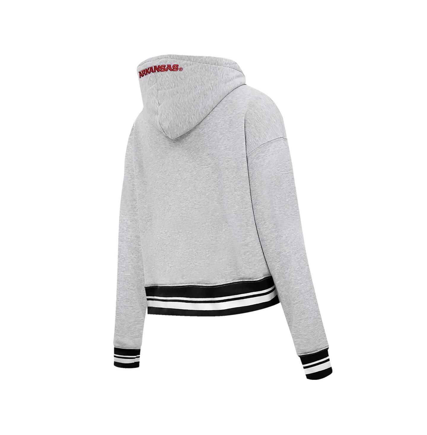 Женское худи Pro Standard Heather Gray Arkansas Razorbacks Script Tail Fleece Cropped Pullover — фото 4
