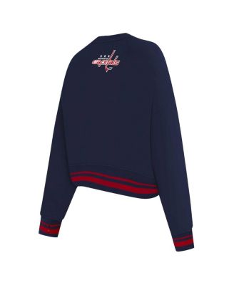Women's Navy Washington Capitals Area Code Cropped Pullover Sweatshirt