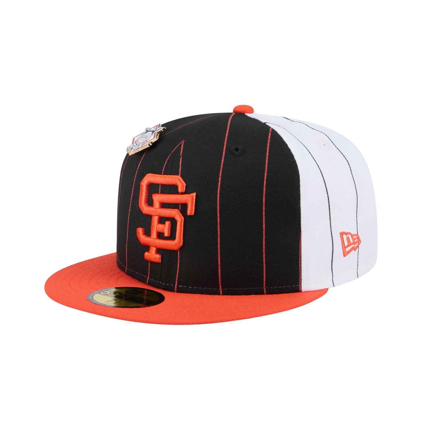 Мужская кепка New Era Black San Francisco Giants Pinstripe 59FIFTY Fitted Hat — фото 1
