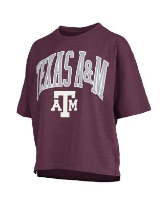 Women's Maroon Texas A&M Aggies Nelson Arch Over Logo Waist Length Oversized Slub T-Shirt