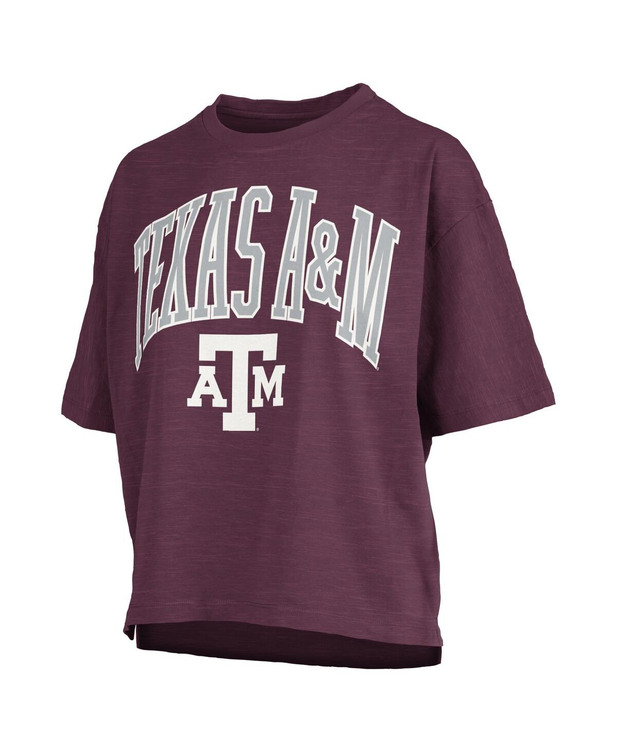 Pressbox Women's Maroon Texas A&M Aggies Nelson Arch Over Logo Waist Length Oversized Slub T-Shirt